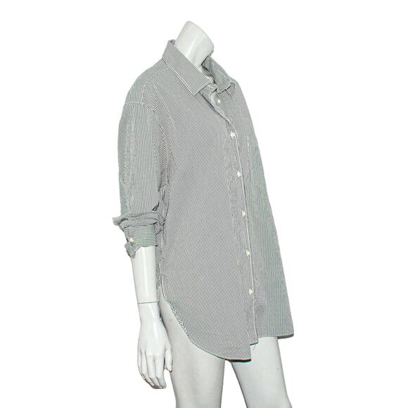 THE ANDAMANE Women's Oversize Stripe Georgiana Shirt White Gray 40 - Picture 1 of 11